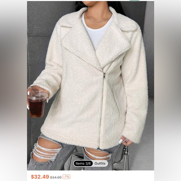 Plus Size Lapel Neck ZipUp Teddy Moto Coat New in Bag. Size 1XL(14) - Picture 1 of 7